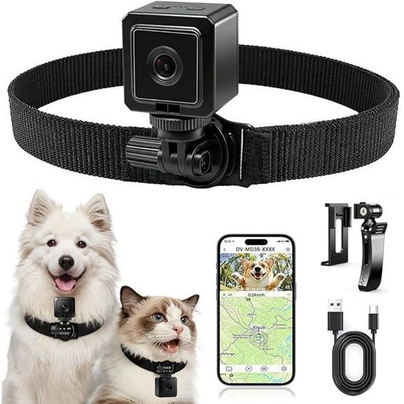 AEZ Pet Camera Collar with 1080P HD 210‑min Recording Wi‑Fi Spot Magnetic Clip (No SD Card)