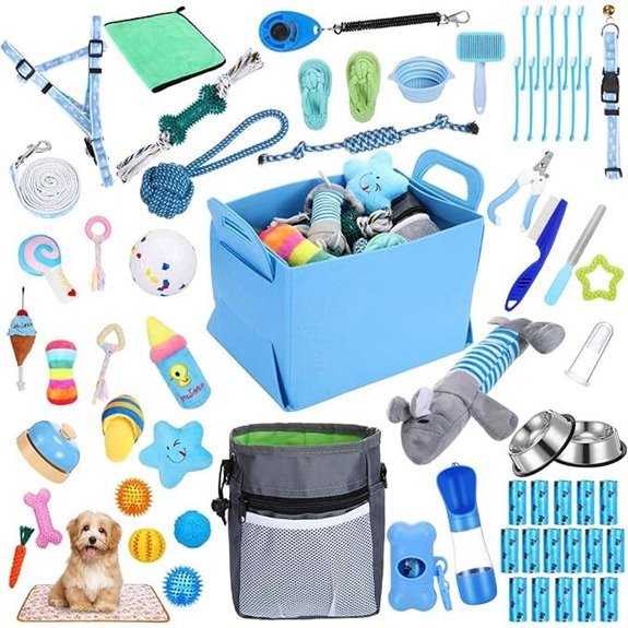 65-Pcs Puppy Supplies Starter Kit (Cool Blue)