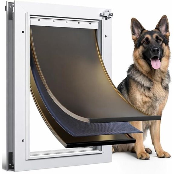 Aluminum 3-Flap Dog Door with Insulated Lockable Panel 110 lb Capacity