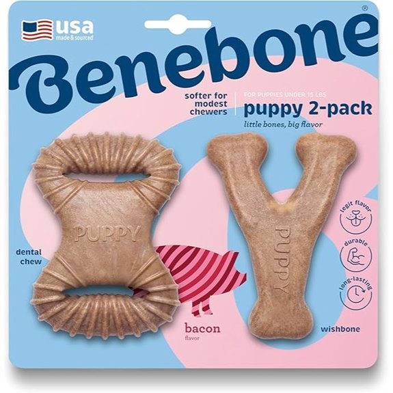 Benebone Puppy 2-Pack Dental Chew Toys Bacon Flavor