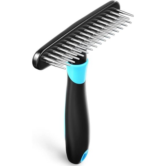 Deshedding Brush for Dogs & Cats – Double Row Pins (Blue)