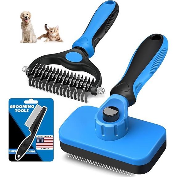 3PCS Pet Grooming Slicker Brush Set (Blue)
