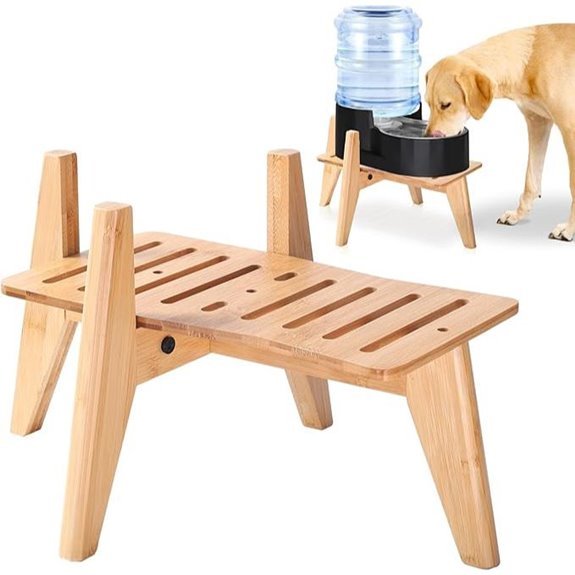 Elevated Bamboo Dog Food Dispenser Stand for Medium Breeds