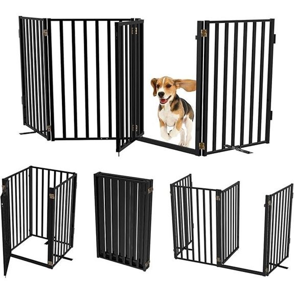 Full Metal Freestanding Dog Gate 32 Height Foldable (4 Panels)