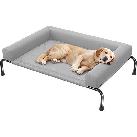 Simple Elevated Dog Bed with Bolsters Grey