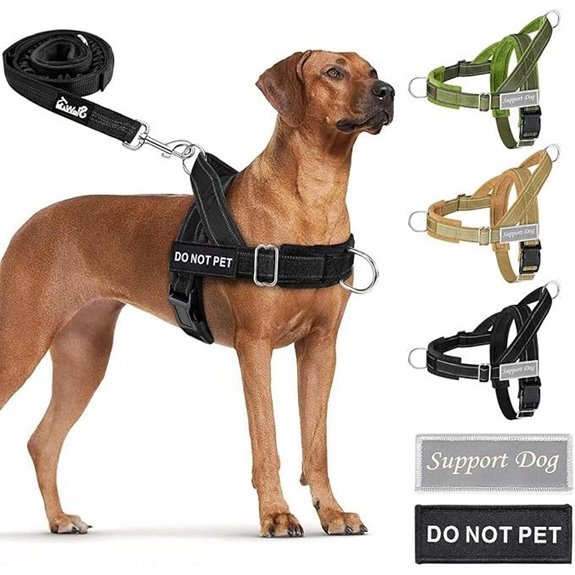 SlowTon Heavy Duty Dog Harness & Leash Set (Black)