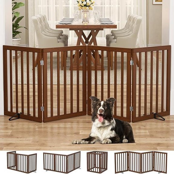 Homykic Bamboo Freestanding Dog Gate – No Assembly Extra‑Wide