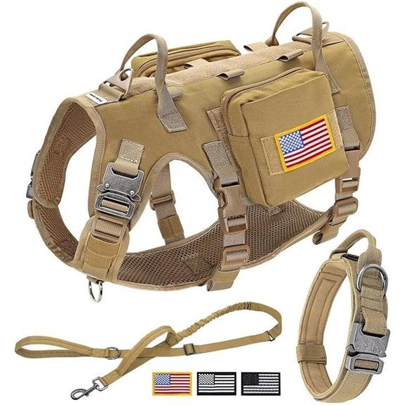 Forestpaw Tactical Dog Harness with Bungee Leash Set (Khaki)