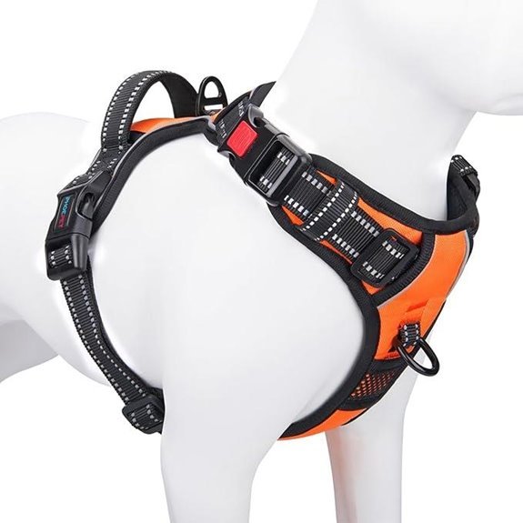 PHOEPET Medium Reflective Dog Harness with Handle (M Orange)