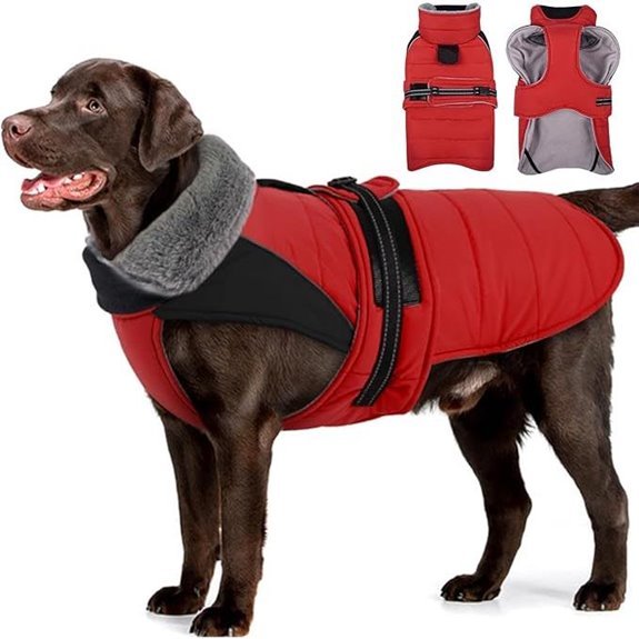 MIGOHI Snowproof Dog Coat – Medium Red/Black Adjustable Collar
