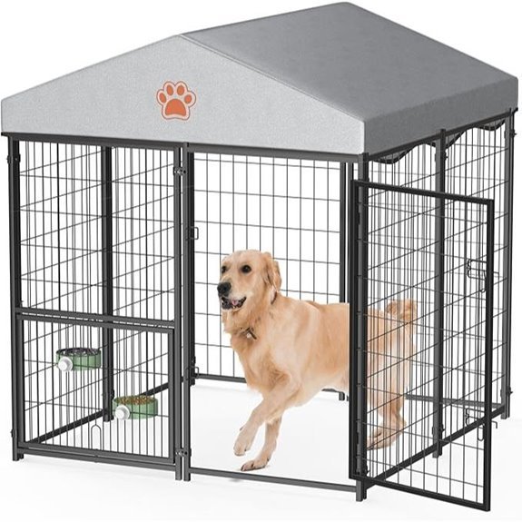 Mr IRONSTONE Outdoor Dog Kennel with Roof and Feeder
