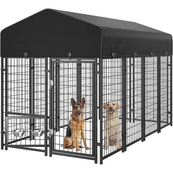 Sino Luban 8x4x6FT Outdoor Dog Kennel with Roof and Bowls