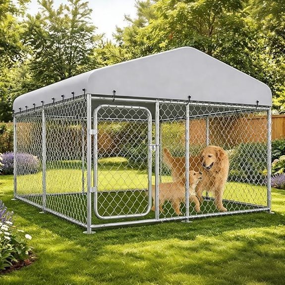 COMHOMA 7.5×7.5FT Outdoor Dog Kennel with Roof