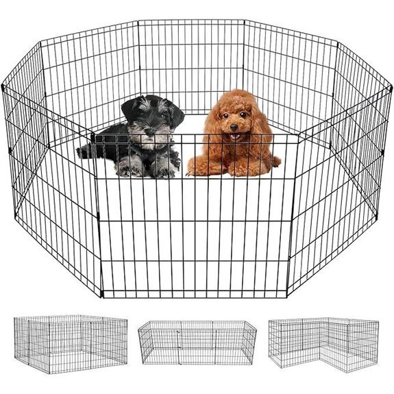 FDW 24 Folding Dog Pen – Portable Metal Playpen (Black)