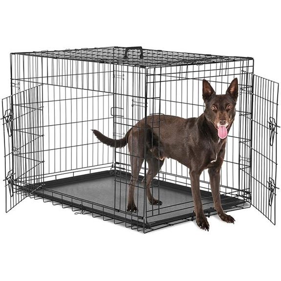 Sweetcrispy Large 36 Double Door Dog Crate with Leak‑Proof Pan