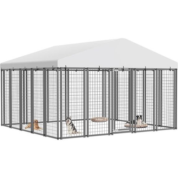 10'x10' Heavy Duty Outdoor Dog Kennel Steel Waterproof Roof
