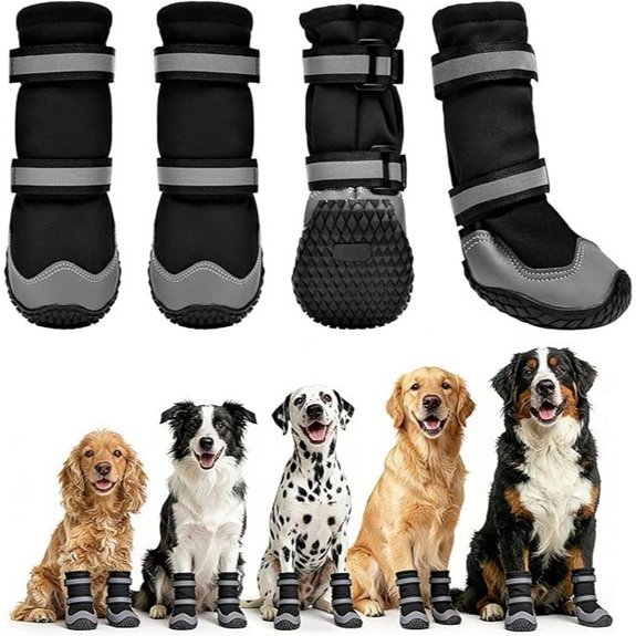Dimicoo Waterproof Anti‑Slip Dog Boots with Reflective Paw Protectors